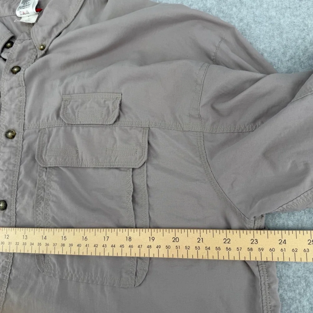 The North Face Mens Long Sleeve Hiking Shirt Tan Nylon Button Down Large